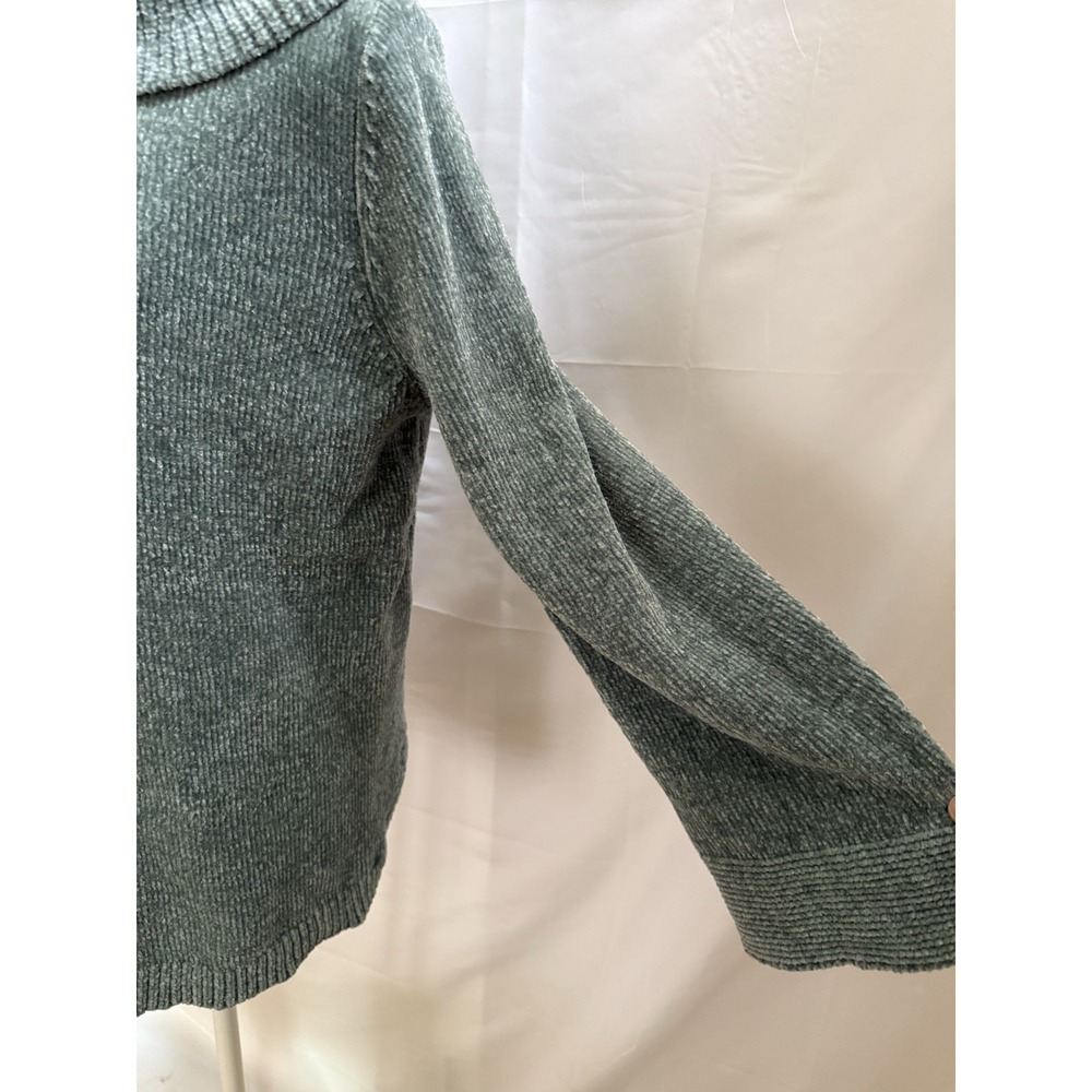 Soft Surroundings Sweater Womens Size M Sage Cowl Neck Relaxed Knit Chenille Top - Picture 3 of 11